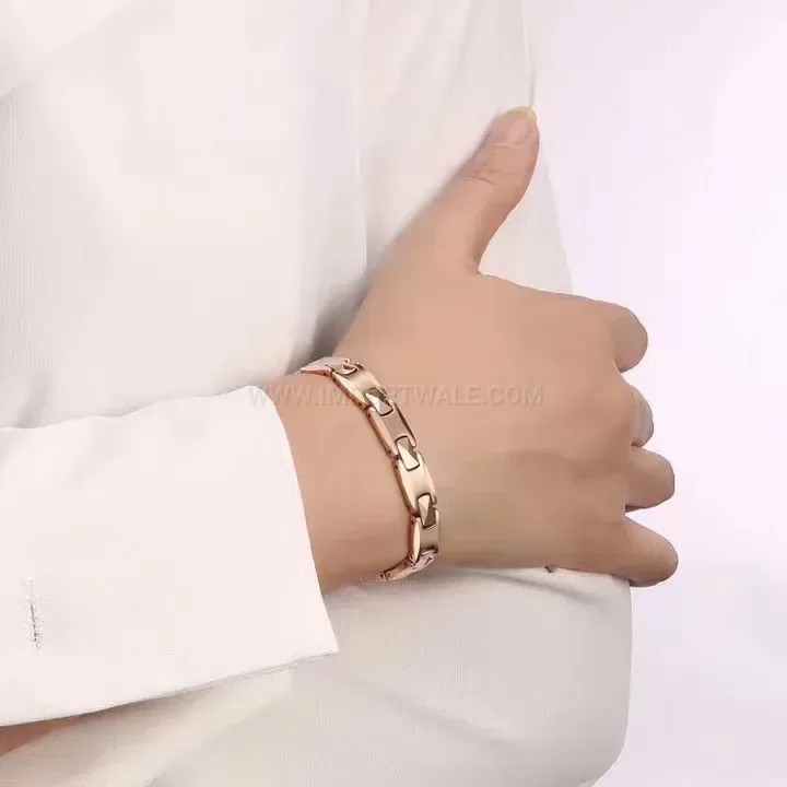 Polished Tungsten Steel Magnetic Bracelet with Inlaid Elements