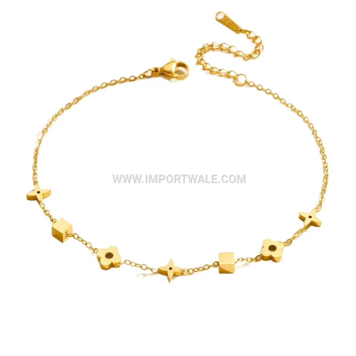 Minimalist Rhombus Charm Stainless Steel Anklet