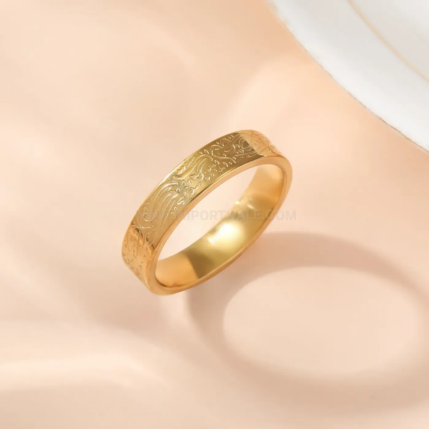 Chic Inscribed Arabic Calligraphy Stainless Steel Geometric Band Ring