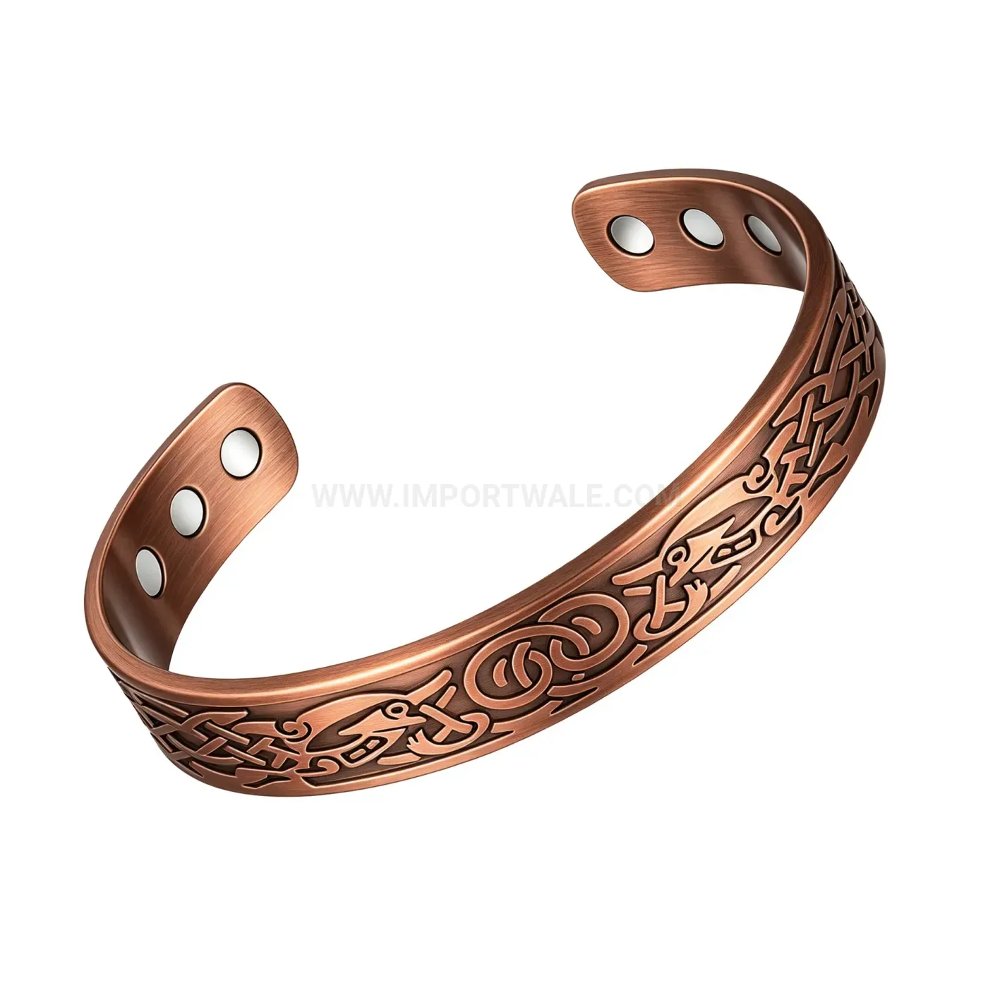 Pure Copper Magnetic Bio Bracelet with Vintage Ripple Texture