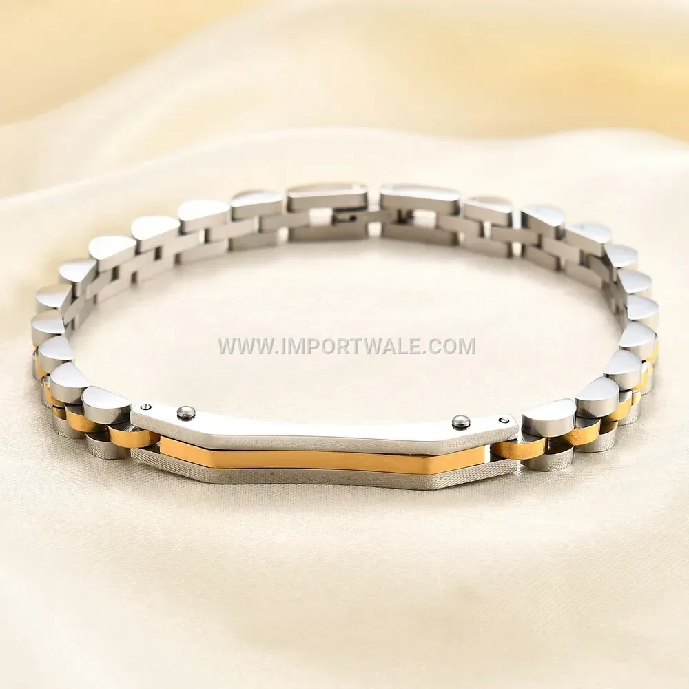 Stainless Steel Sleek Curved Plate Watch Band Style Bracelet