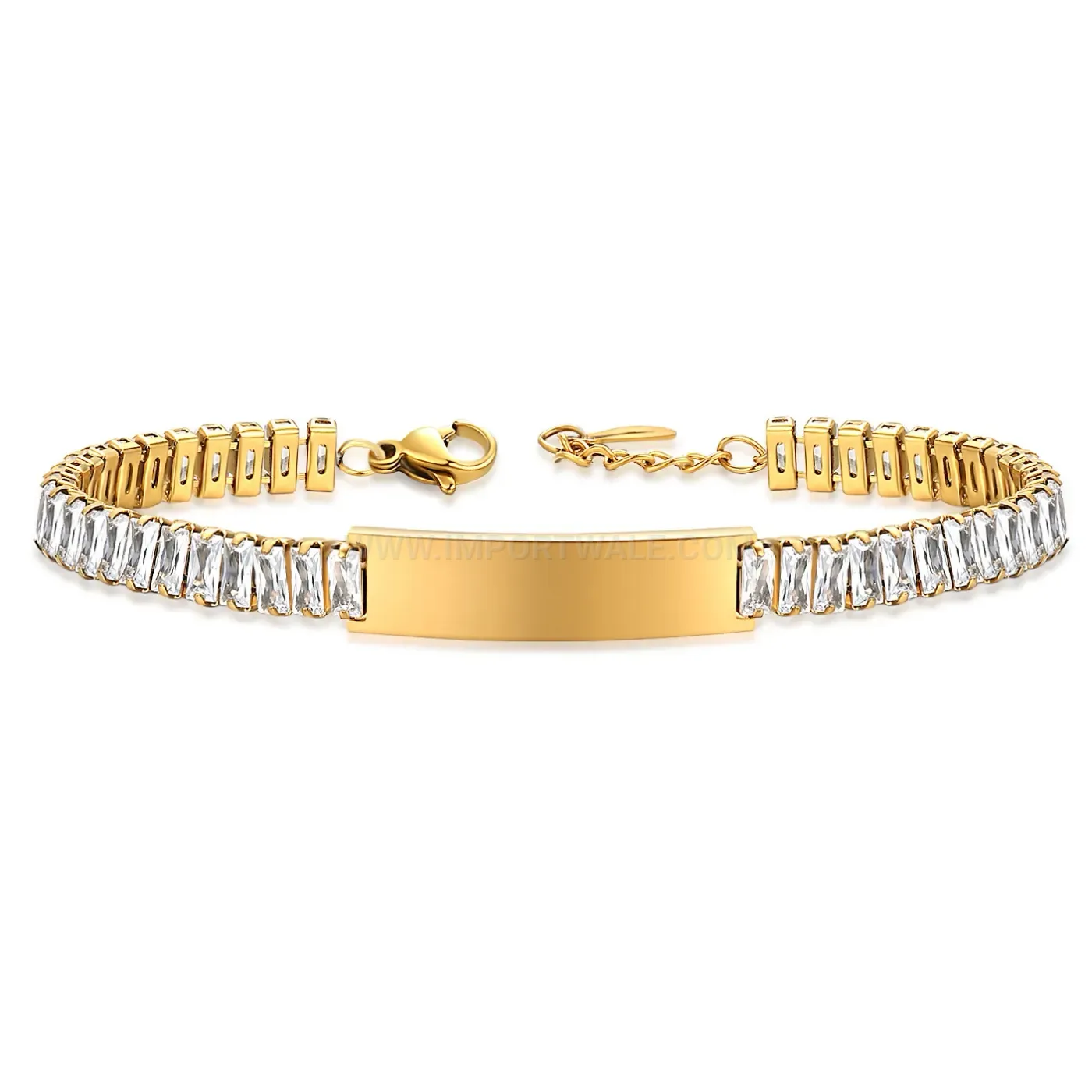 Sleek Stainless Steel Zirconia Accent Geometric Bangle Bracelet