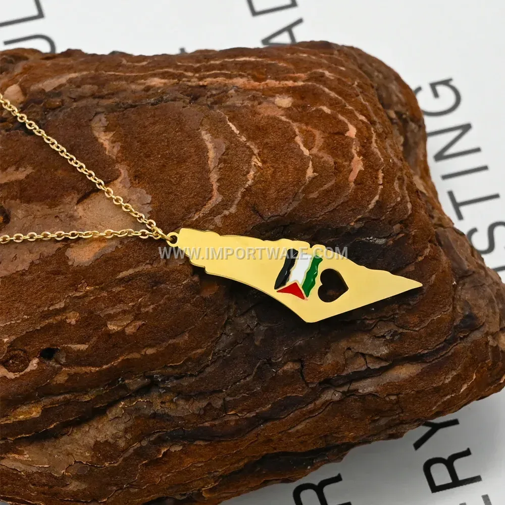 Hollow Cutout Map Silhouette Stainless Steel Pendant Necklace
