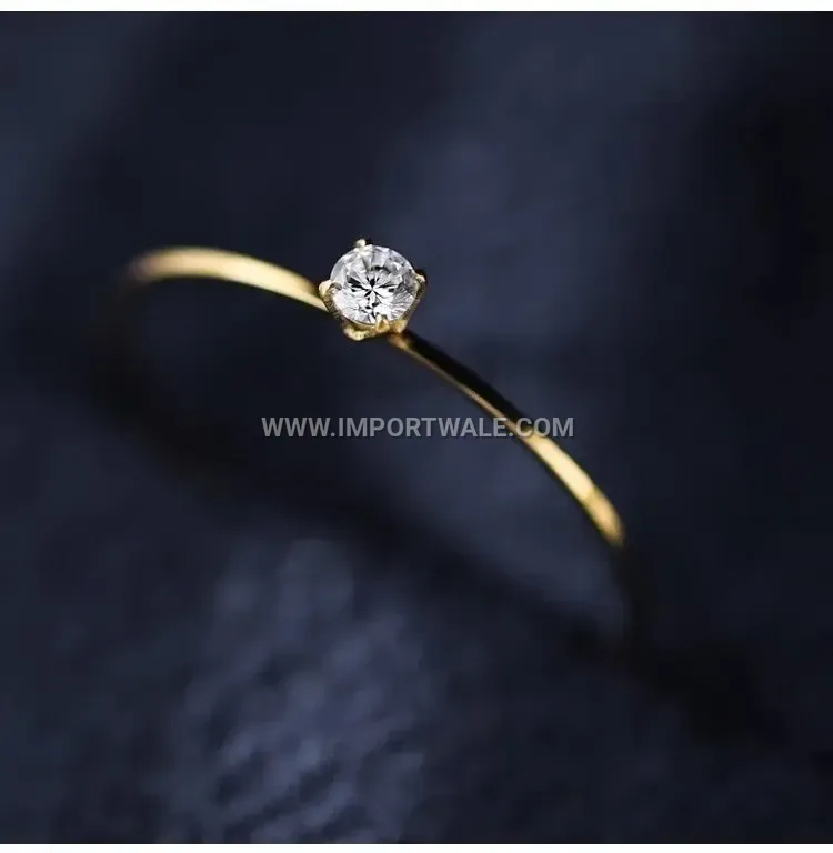 Minimalist Stainless Steel Rhinestone Band Ring