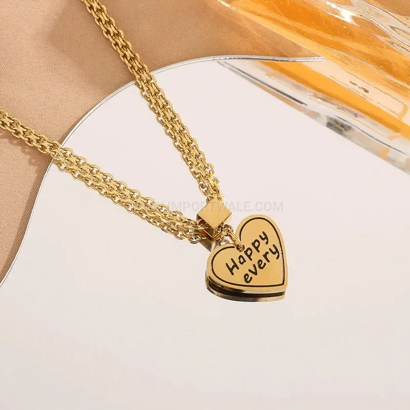 Fashion Vintage Heart Letter Pendant Titanium Steel Necklace