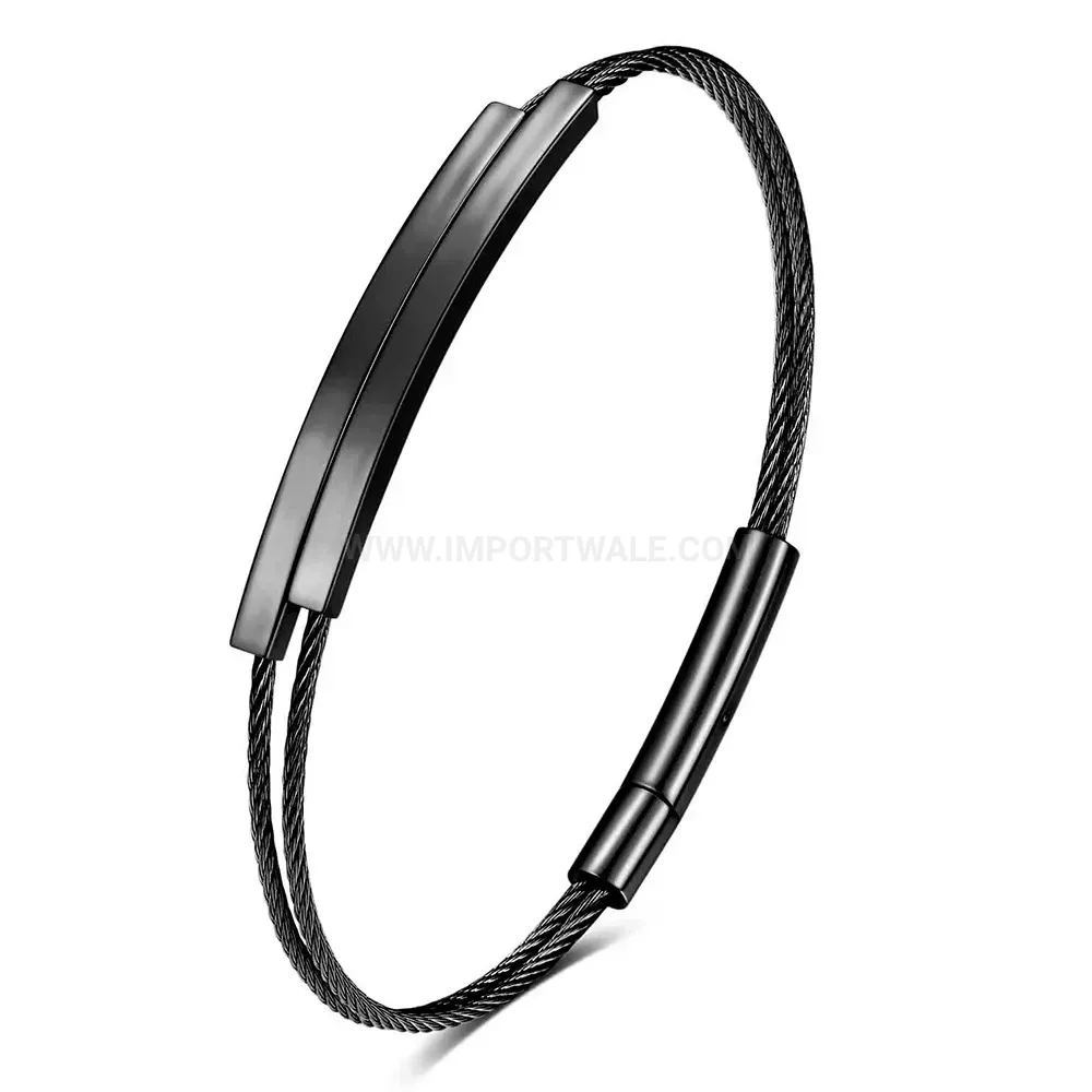 Trendy Double Layer Stainless Steel Cable Wire Toggle Bangle
