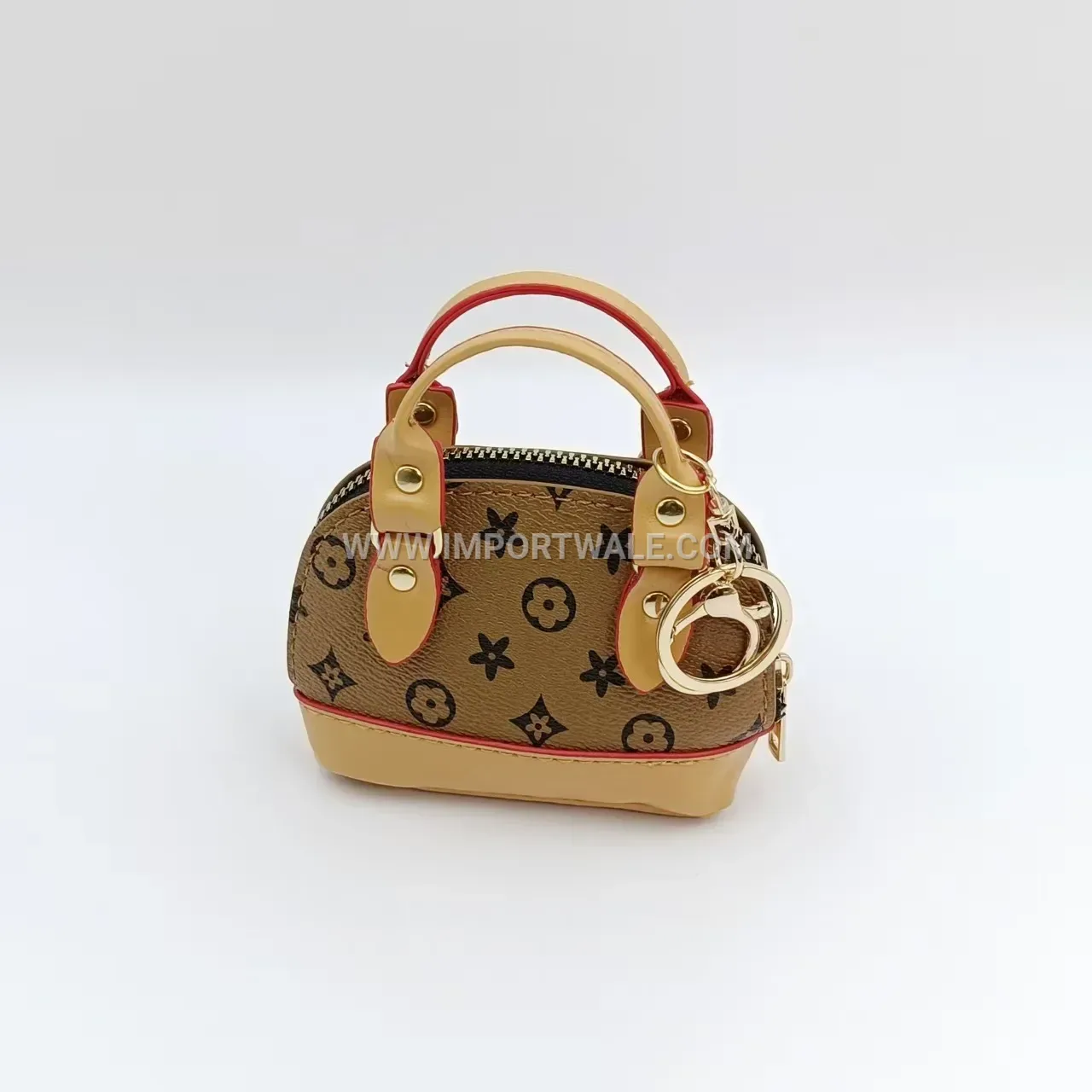 Vintage Leather Shell Mini Handbag Charm Keychain
