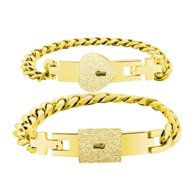Stainless Steel Heart Lock and Key Couple Bracelet