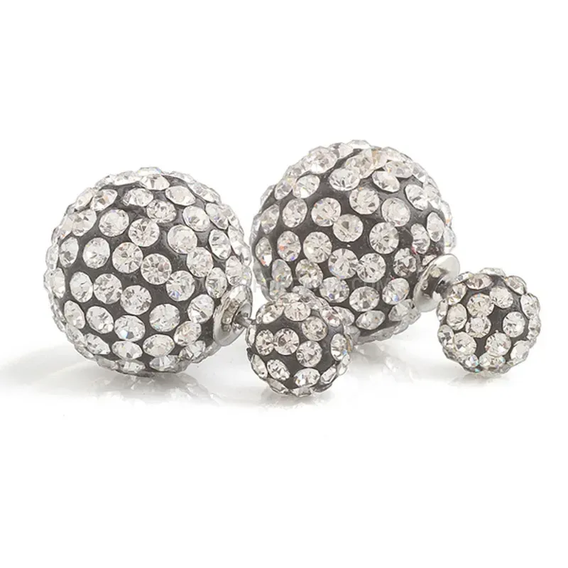 Sparkling Double Sided Crystal Ball Stud Earrings