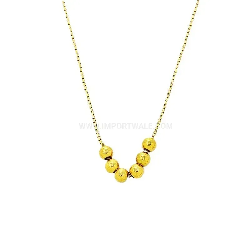 Fashion Gold Plated Titanium Steel Six Beads Clavicle Chain