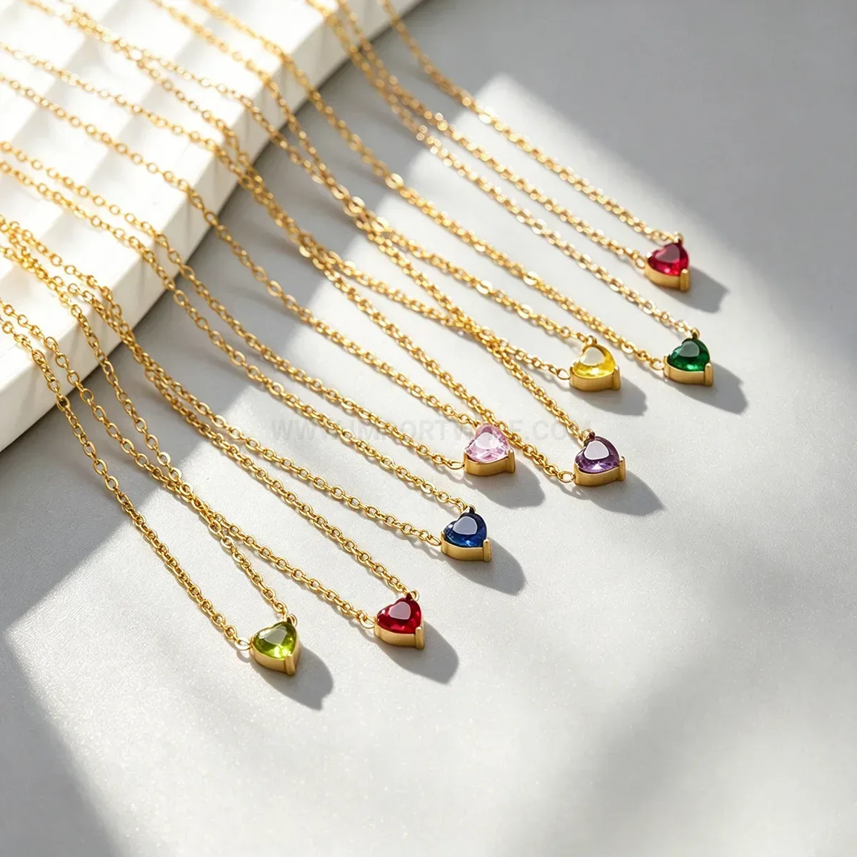 Chic 18K Gold Plated Stainless Steel Heart Cubic Zirconia Necklace