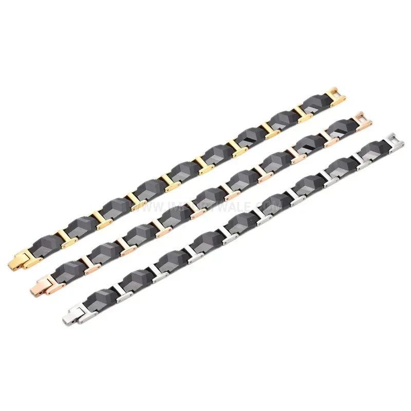 Black Ceramic Titanium Steel Bio Magnetic Bracelet for Men and Women