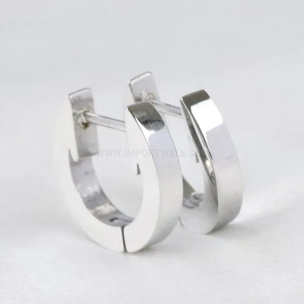 Fashion Minimalist 3mm U-Shaped Stainless Steel Geometric Huggie Earrings