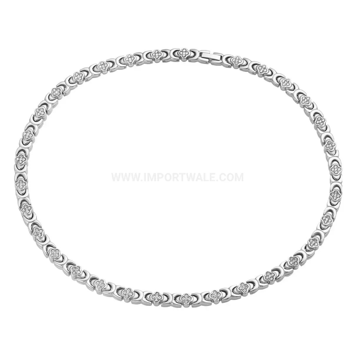 Premium Sparkling Zircon Four Leaf Clover Titanium Steel Necklace
