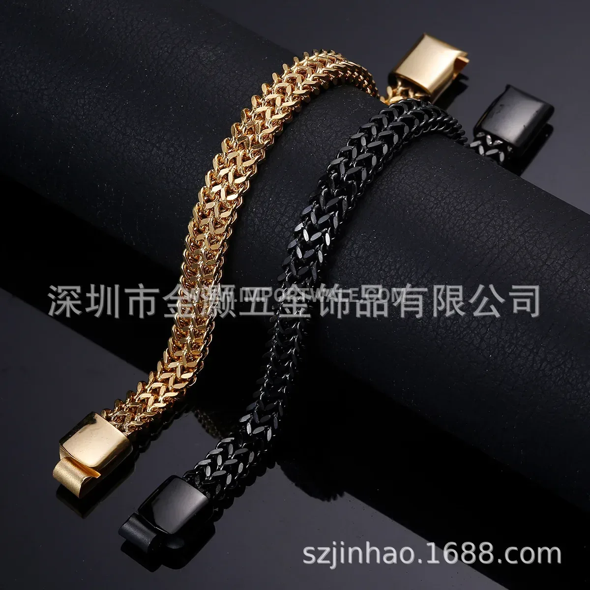 Men Geometric Titanium Steel Lattice Link Bracelet