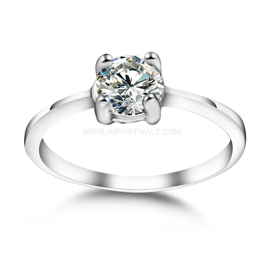 Designer Minimalist Zircon Accented Stainless Steel Band Ring