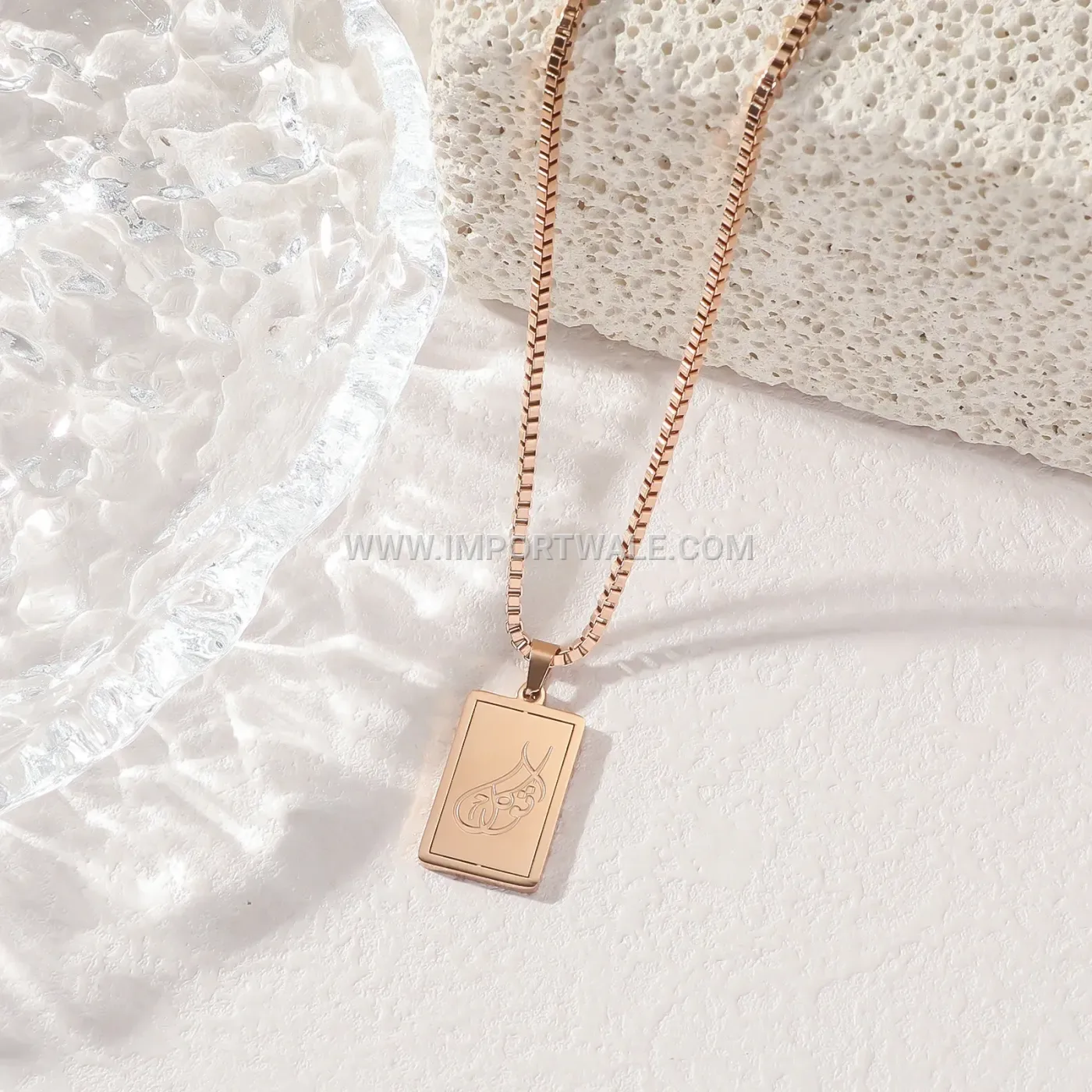 Stainless Steel Islamic Allah Card Pendant Chain Necklace