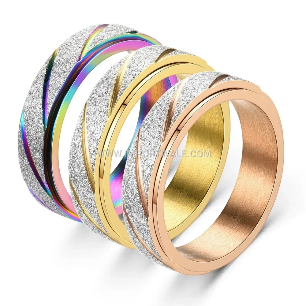 Textured Frosted Metallic Stainless Steel Spinner Ring