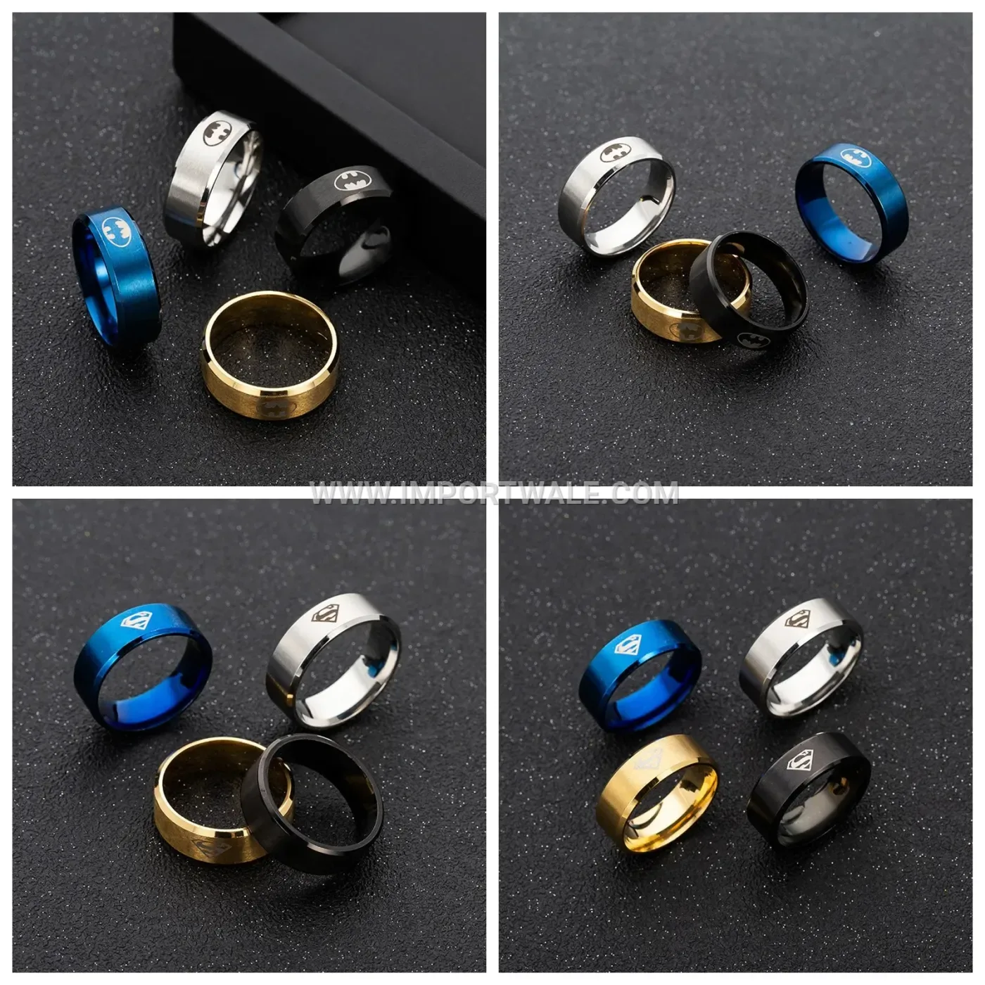 Engraved Emblem Stainless Steel Character Band Ring