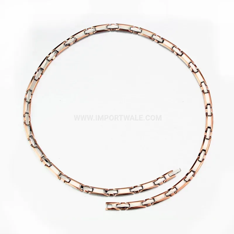 Classic Pure Titanium Round Buckle Germanium Magnetic Chain Necklace