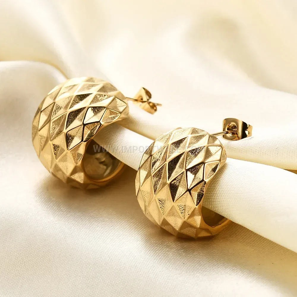 Vintage Openwork Rhombus Stainless Steel Drop Earrings