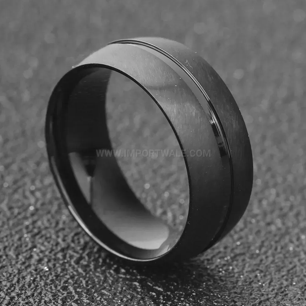 Designer Brushed Black Stainless Steel Vintage Heart Ring