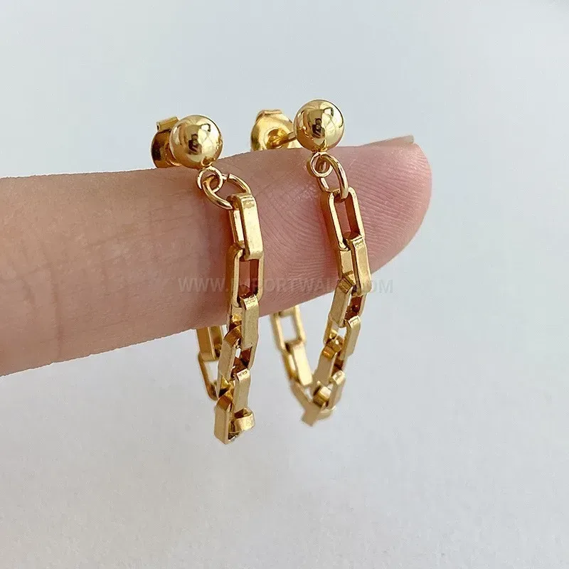 Gold Plated Titanium Steel Tassel Chain Earrings