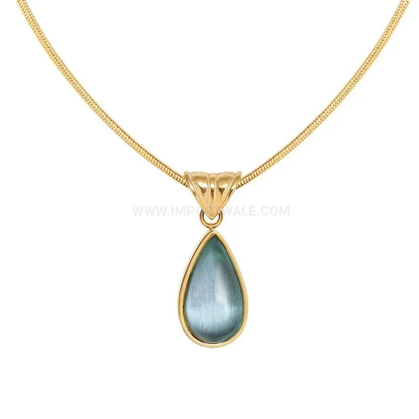 Vintage French Style Teardrop Pendant Titanium Steel Collar Necklace