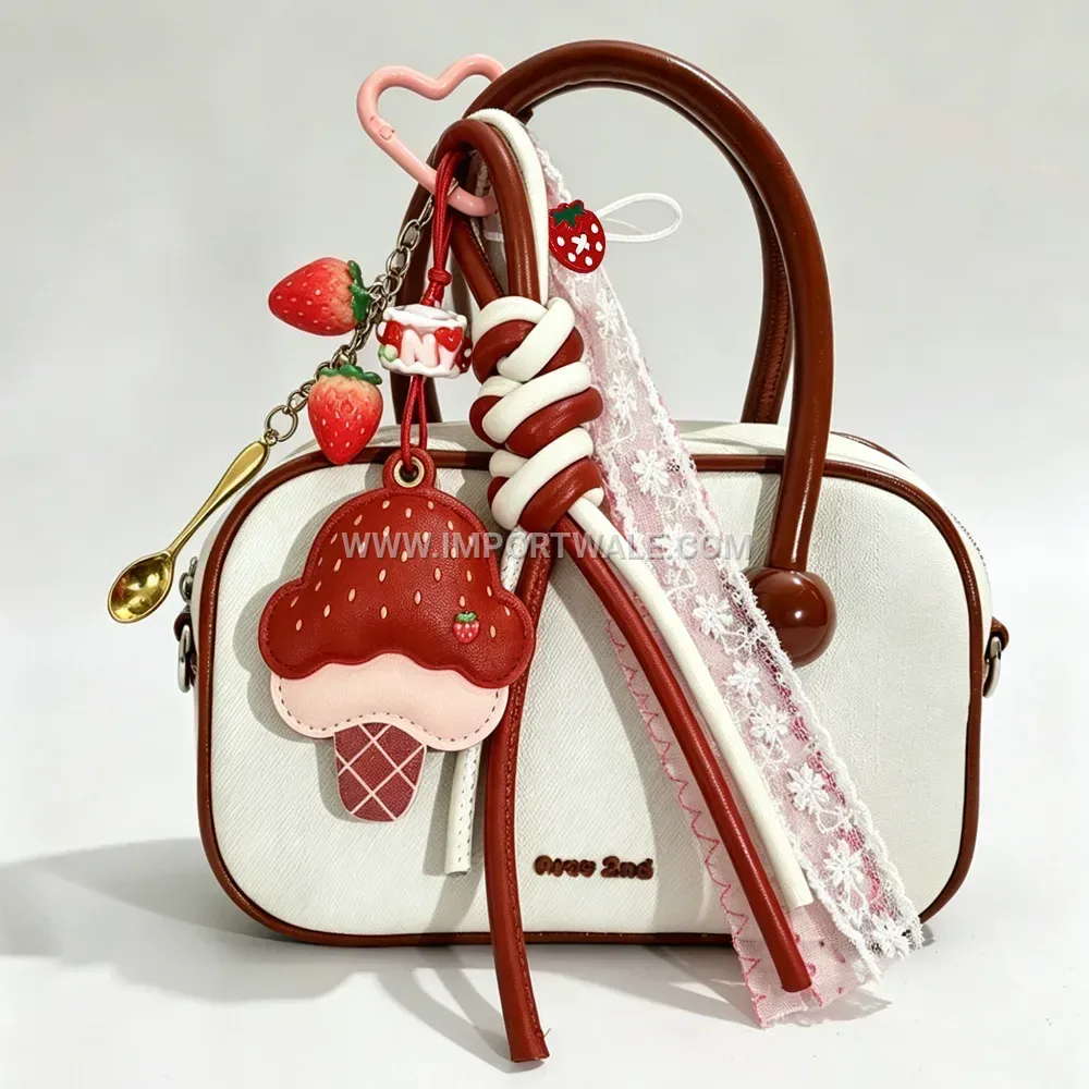 Cute Handcrafted Leather Fruit and Ice Cream Charm Keychain
