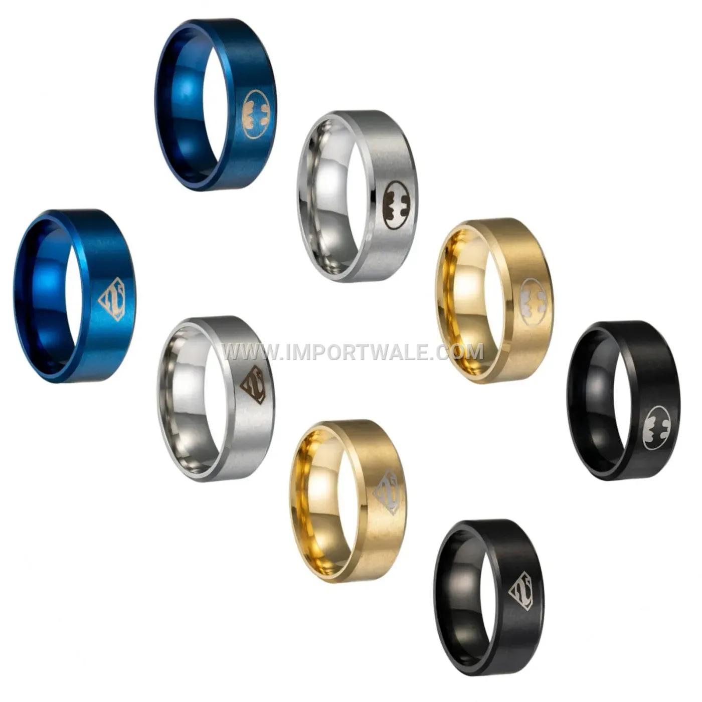 Engraved Emblem Stainless Steel Character Band Ring