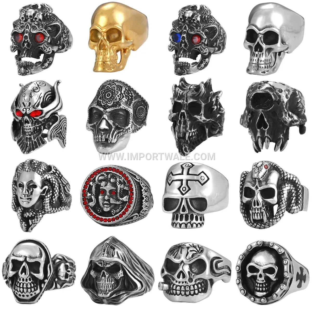 Gothic Punk Stainless Steel Skull Signet Ring