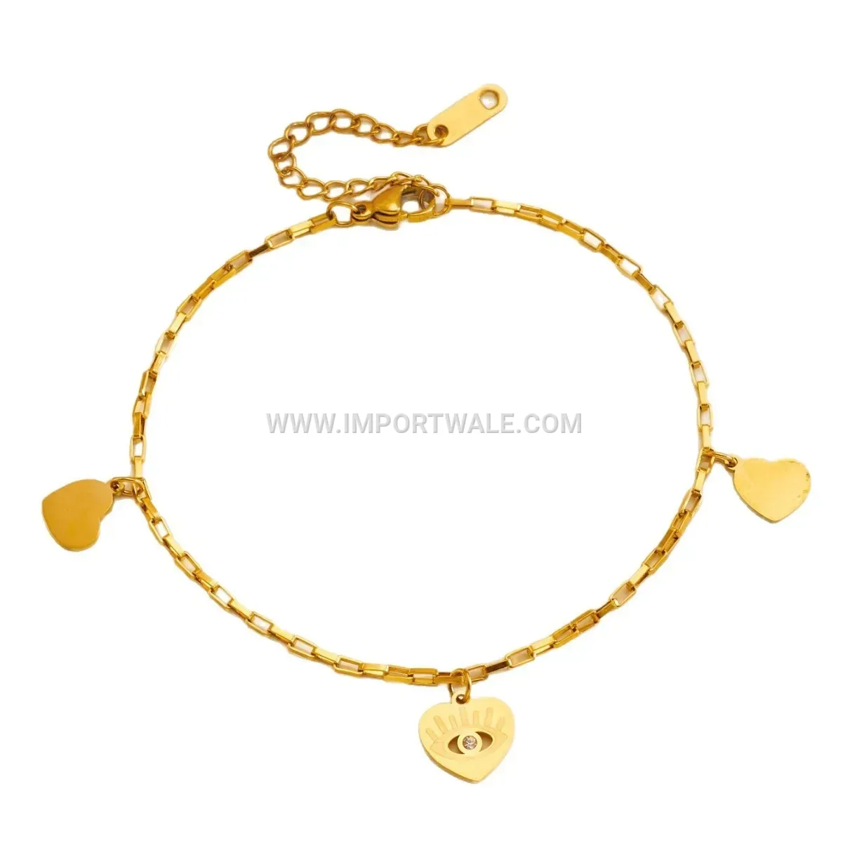 Double Layer Heart Pendant Stainless Steel Anklet