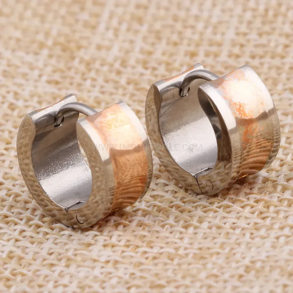 Elegant Minimalist Frosted Rose Gold Stainless Steel Hoop Earrings