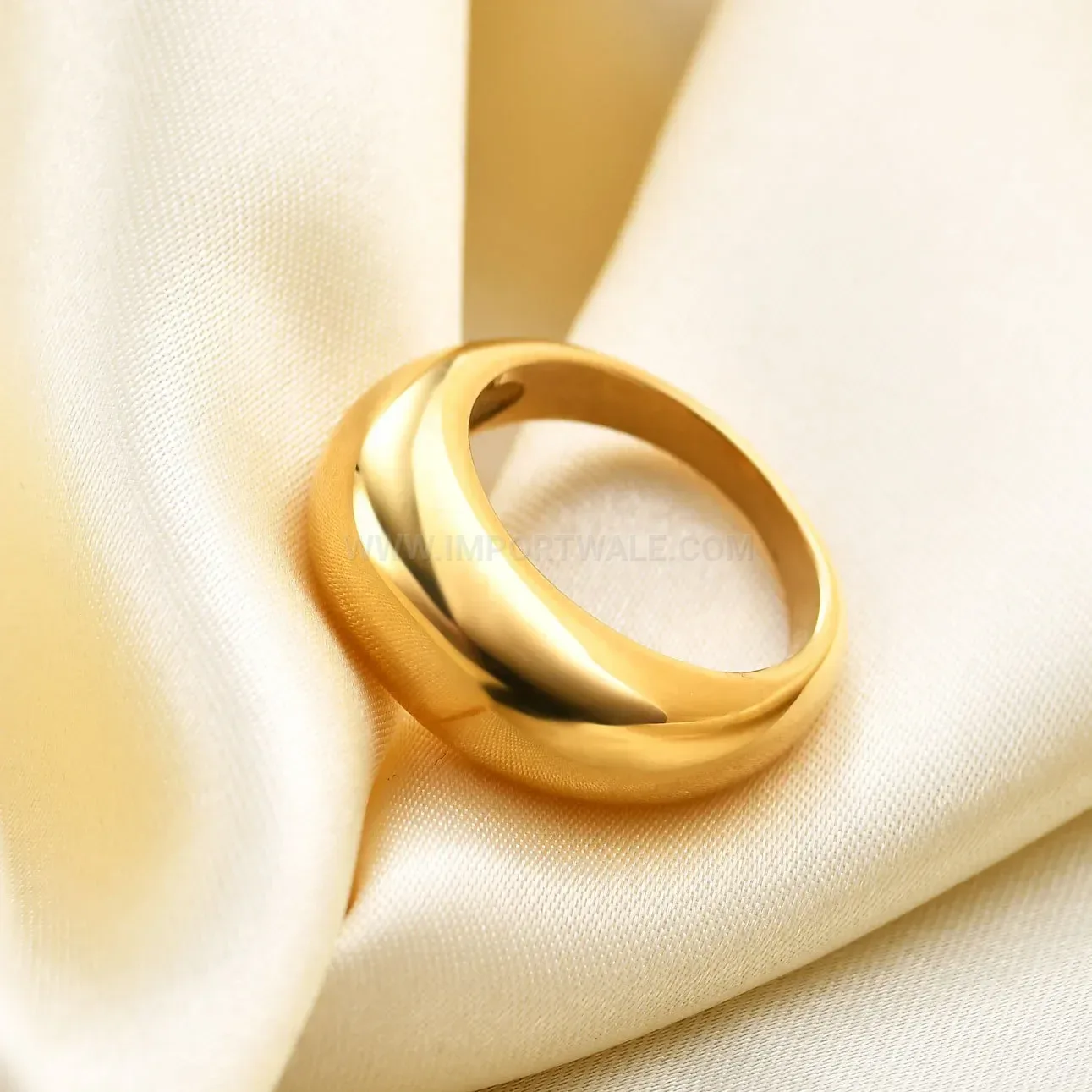 Designer Smooth Oval Plated Stainless Steel Ring