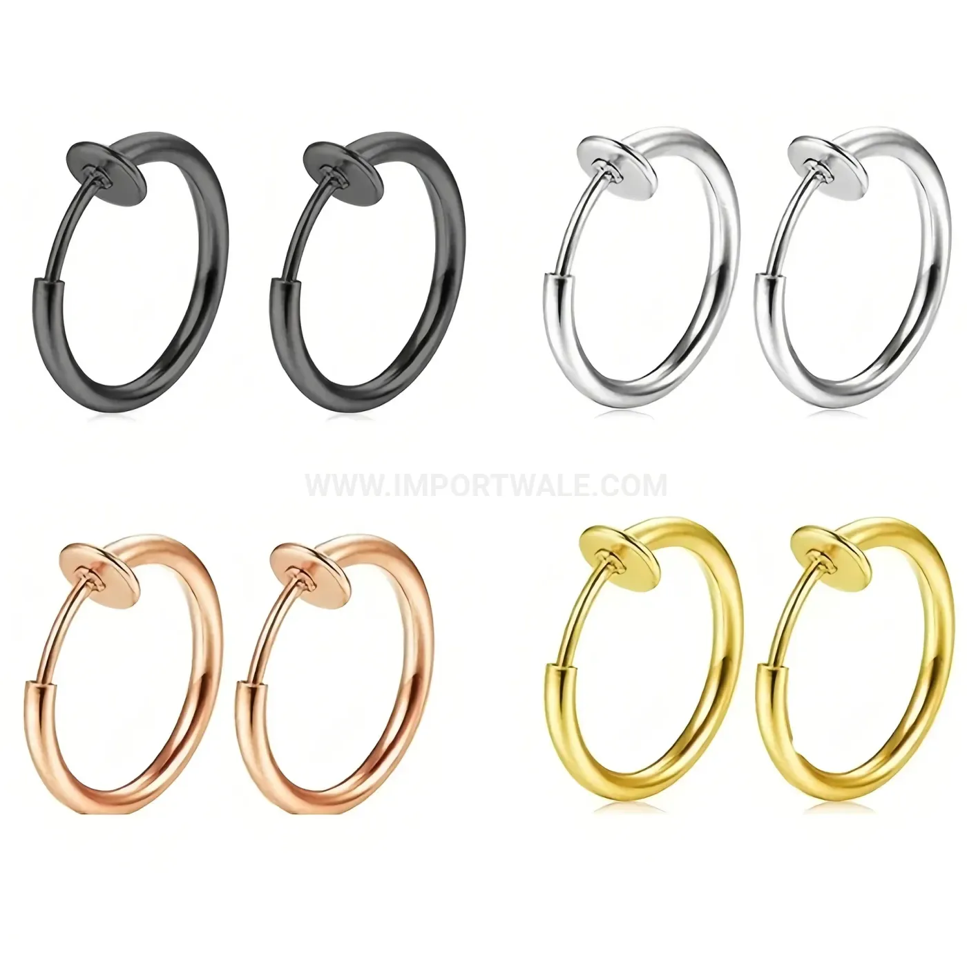 Trendy Stainless Steel Minimalist Geometric Hoop Piercing Earrings
