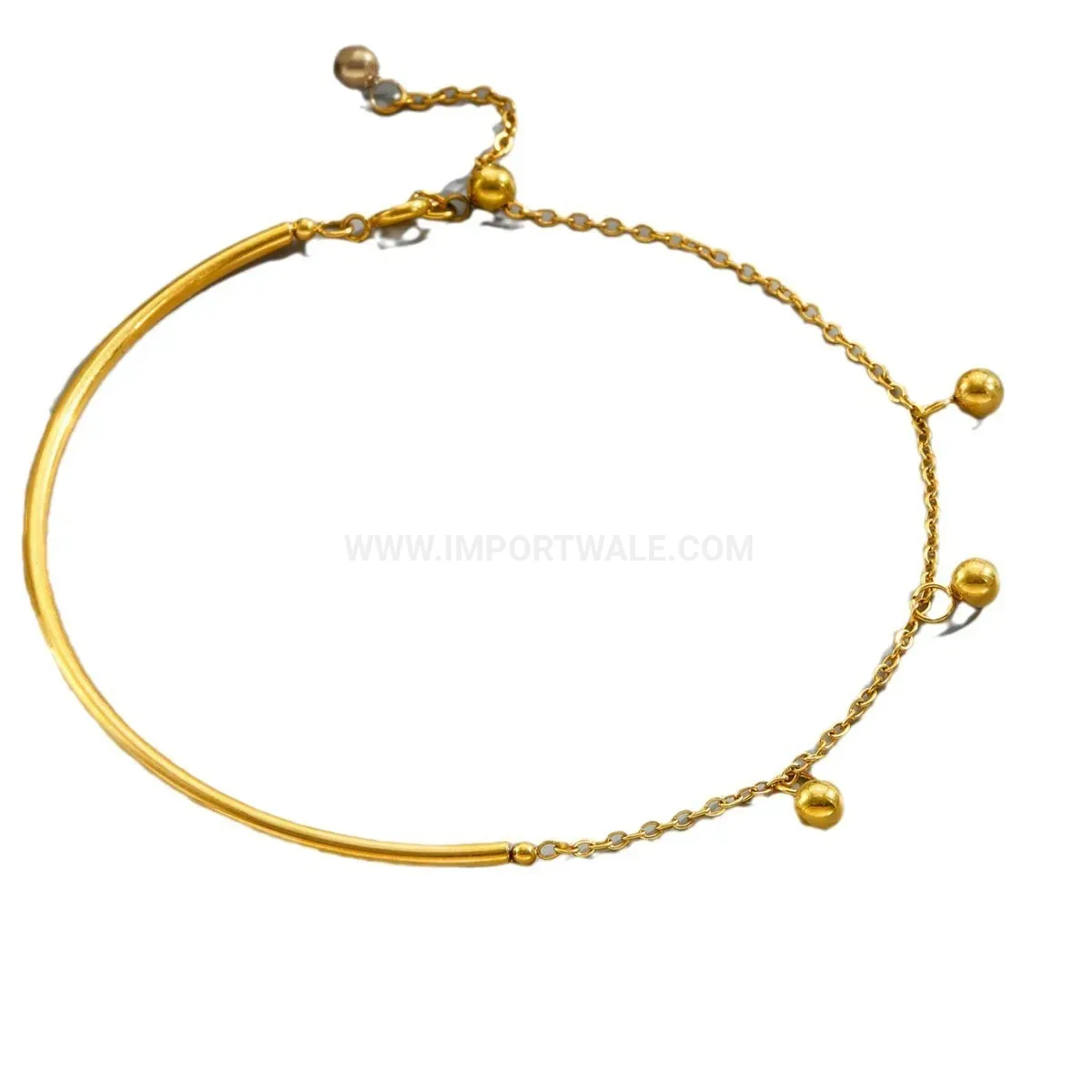 18K Gold Plated Stainless Steel Ball Tassel Half Half Chain Bracelet