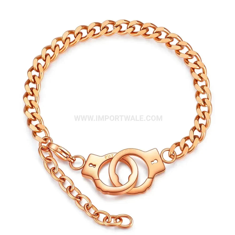 Interlocking Handcuff Stainless Steel Chain Necklace and Bracelet Set