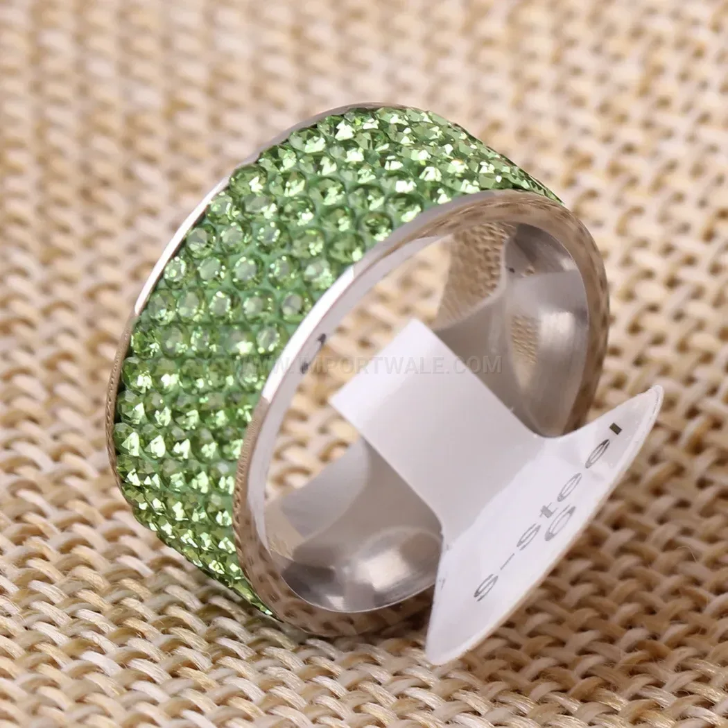 Multicolor Five Row Crystal Inlaid Stainless Steel Band
