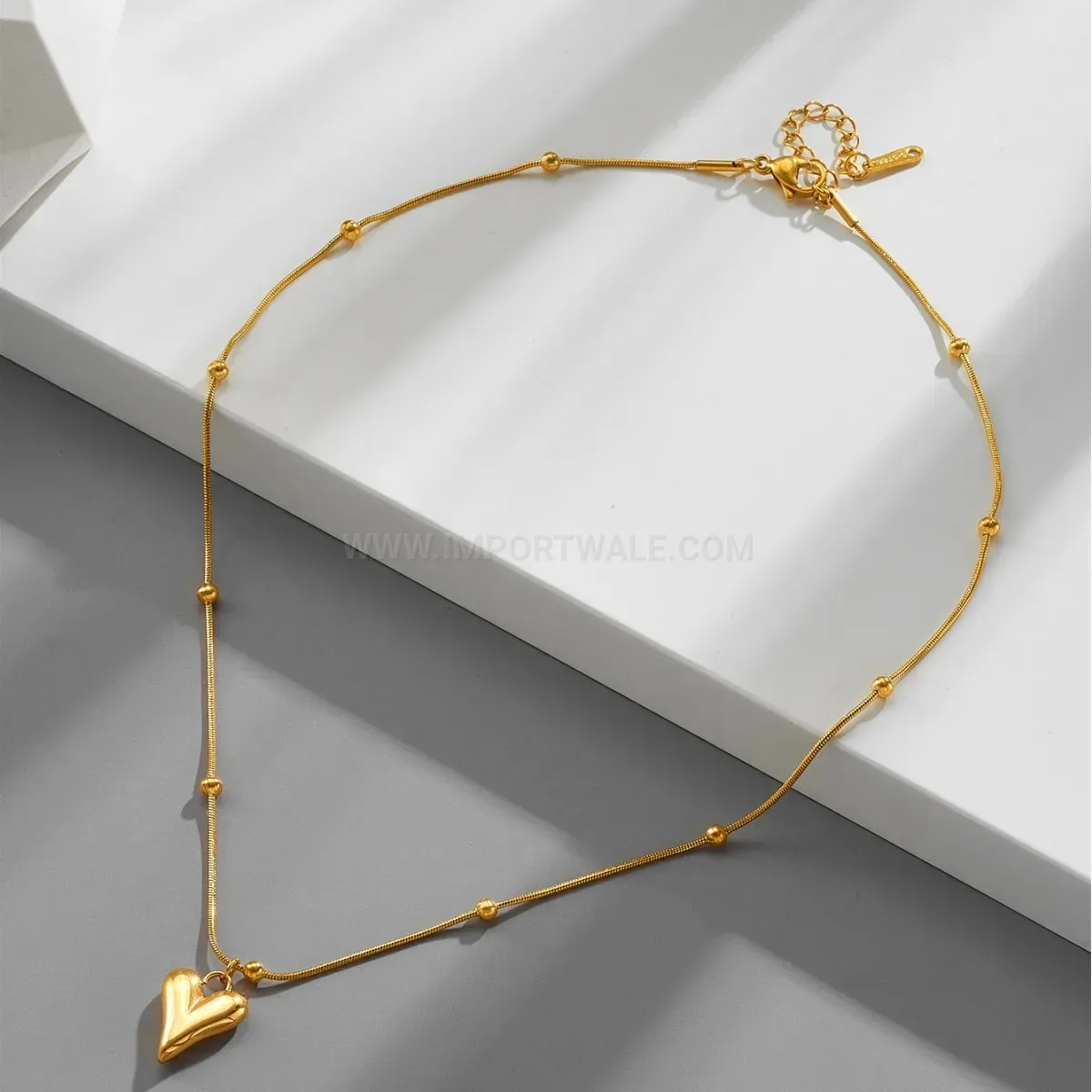 Modern Minimalist Vintage French Style Stainless Steel Heart Pendant Necklace
