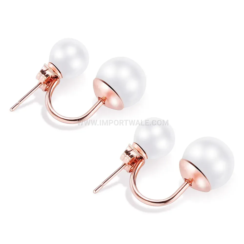 Double Layer Faux Pearl Stainless Steel Stud Earrings