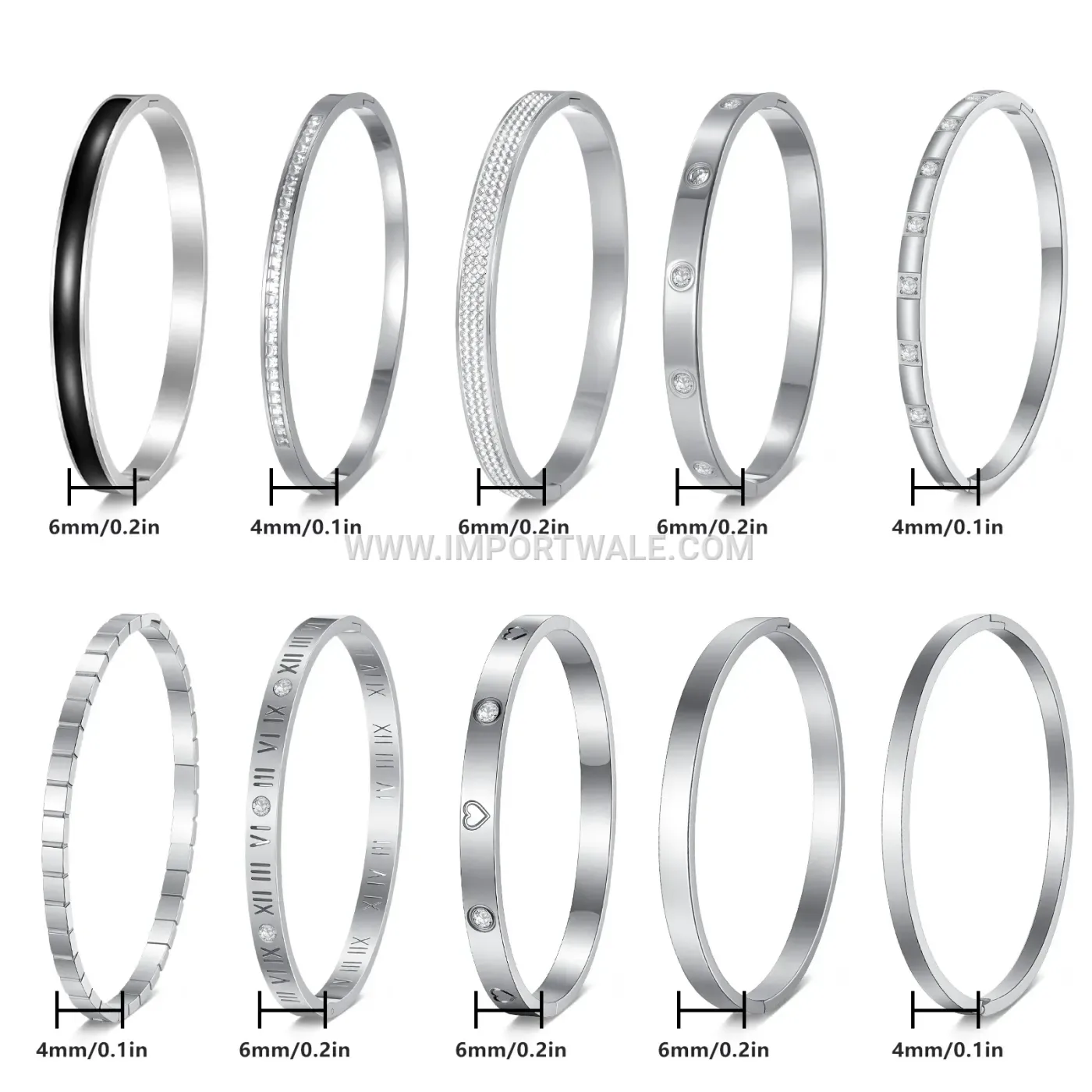 Polished Stainless Steel Clasp Bangle Bracelet
