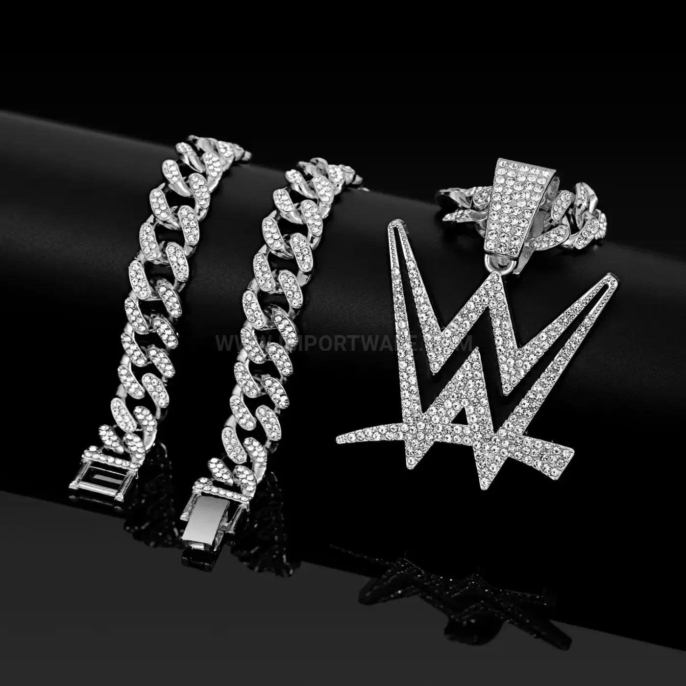 Rhinestone Letter W Initial Hip Hop Pendant