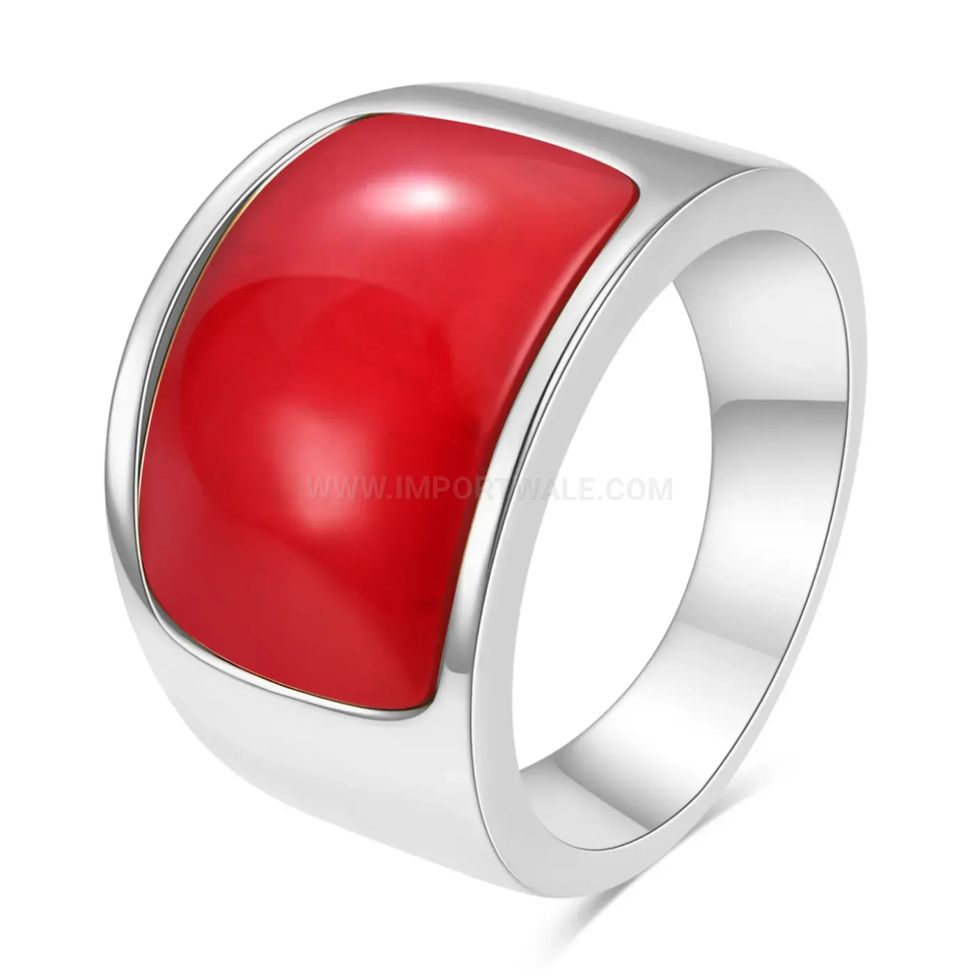 Classic Cat Eye Gemstone Inset Stainless Steel Statement Ring