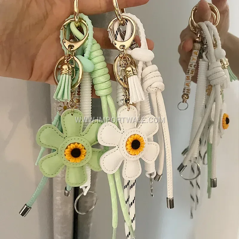 Woven Rope Sunflower Keychain Bag Creative Key chains Accent