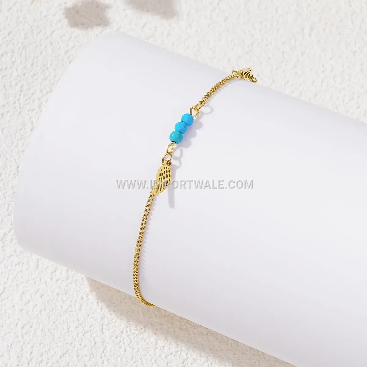 Turquoise Stone Wing Anti Tarnish Stainless Steel Anklet