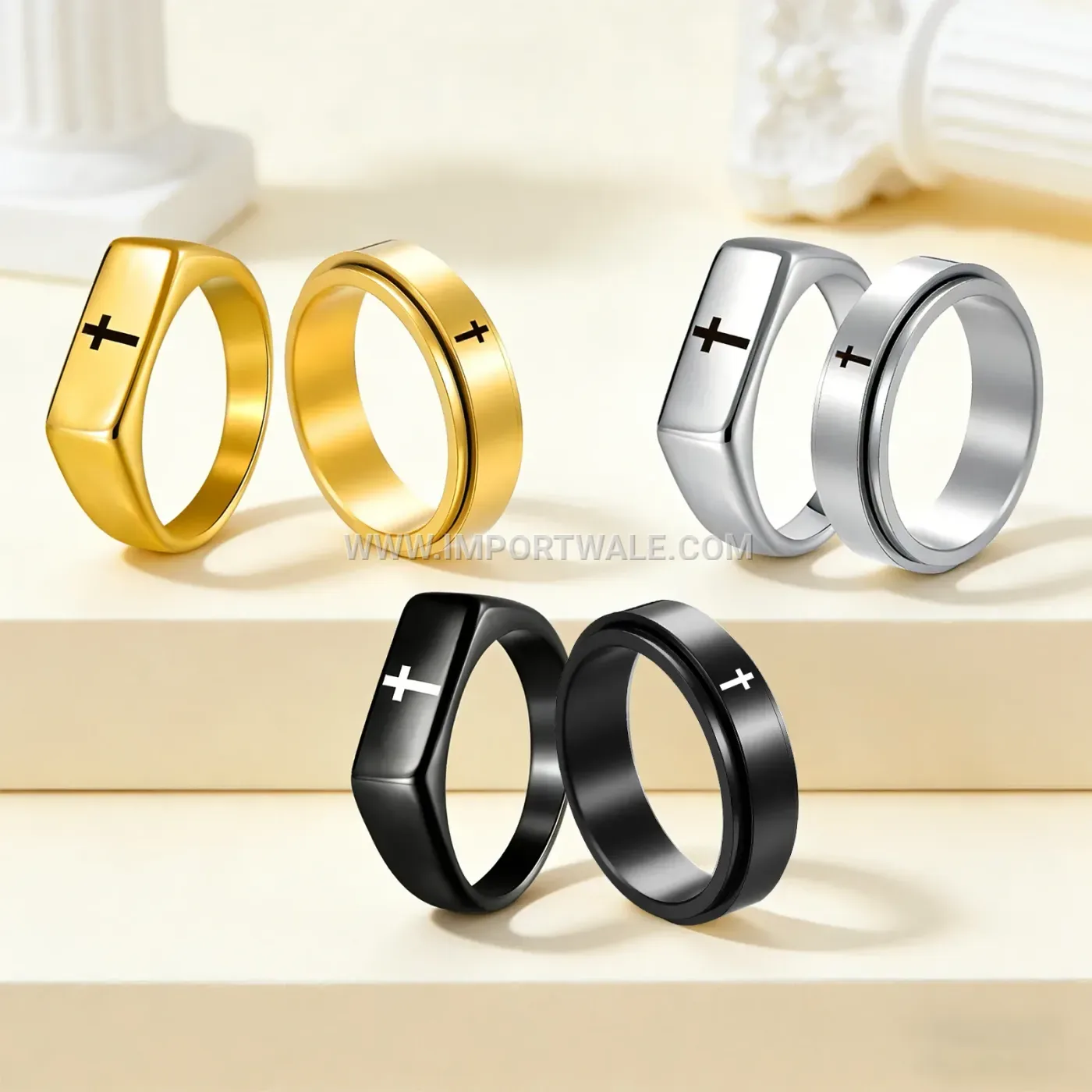 Laser Engraved Puppy Motif Stainless Steel Ring