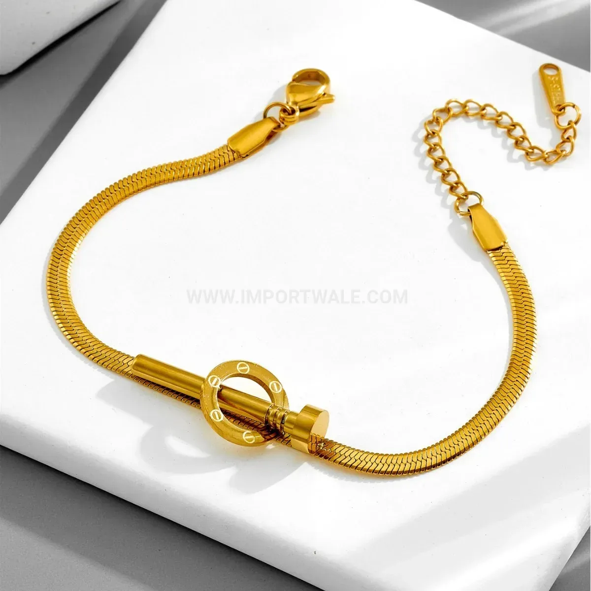 Minimalist Titanium Steel Nail Charm Snake Chain Bracelet