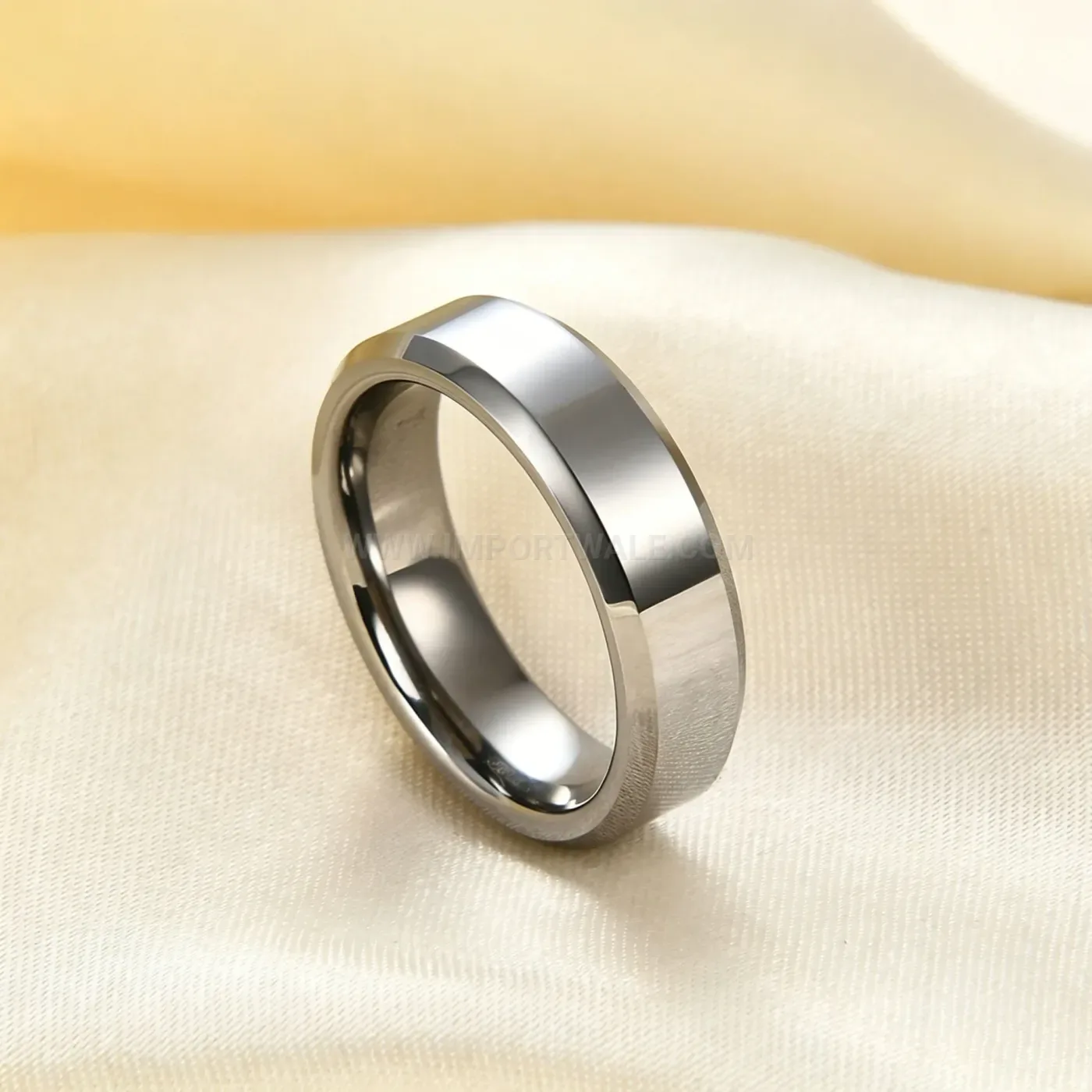 Bold Beveled Edge Smooth Stainless Steel Band Ring