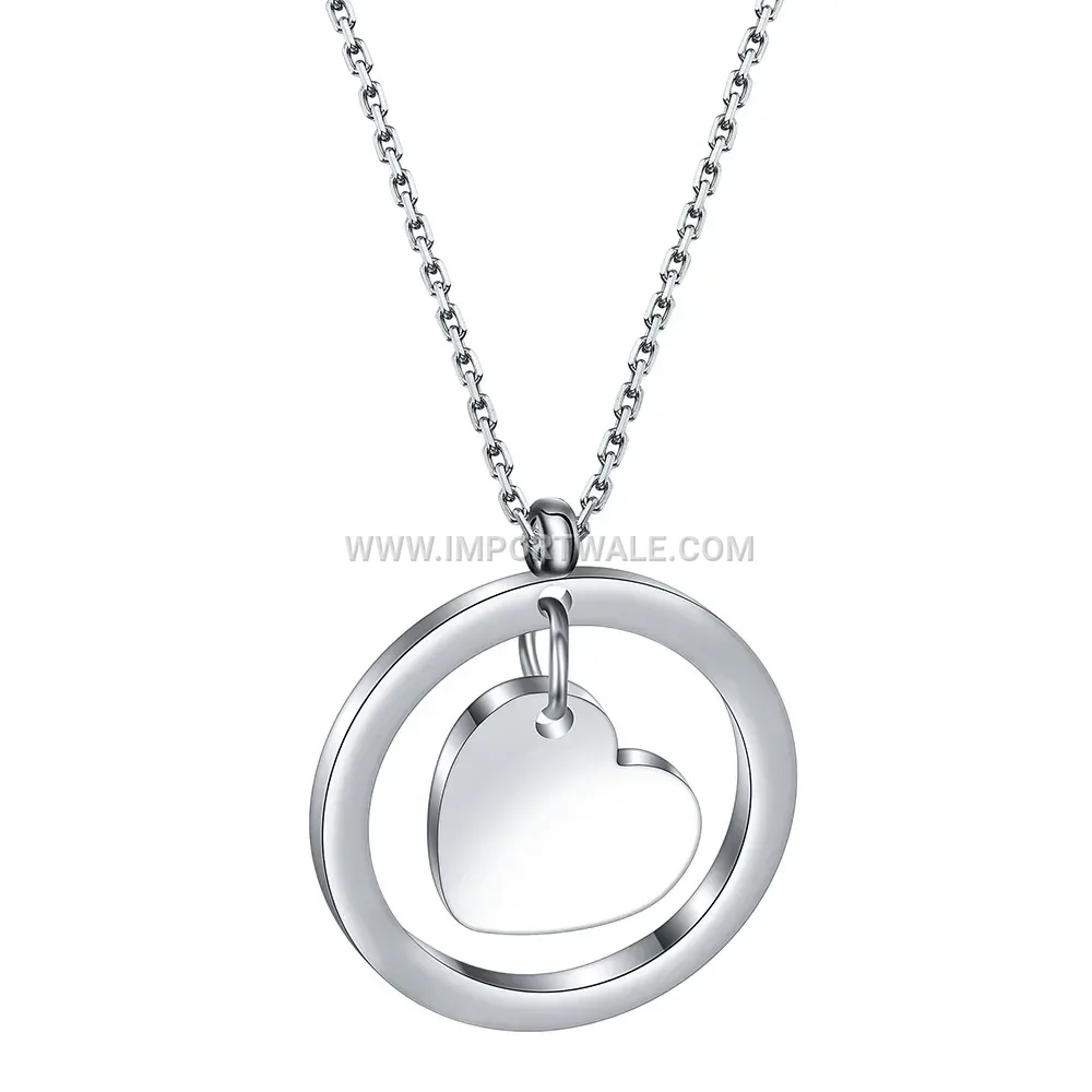 Minimalist Stainless Steel Openwork Heart Initial Pendant Necklace