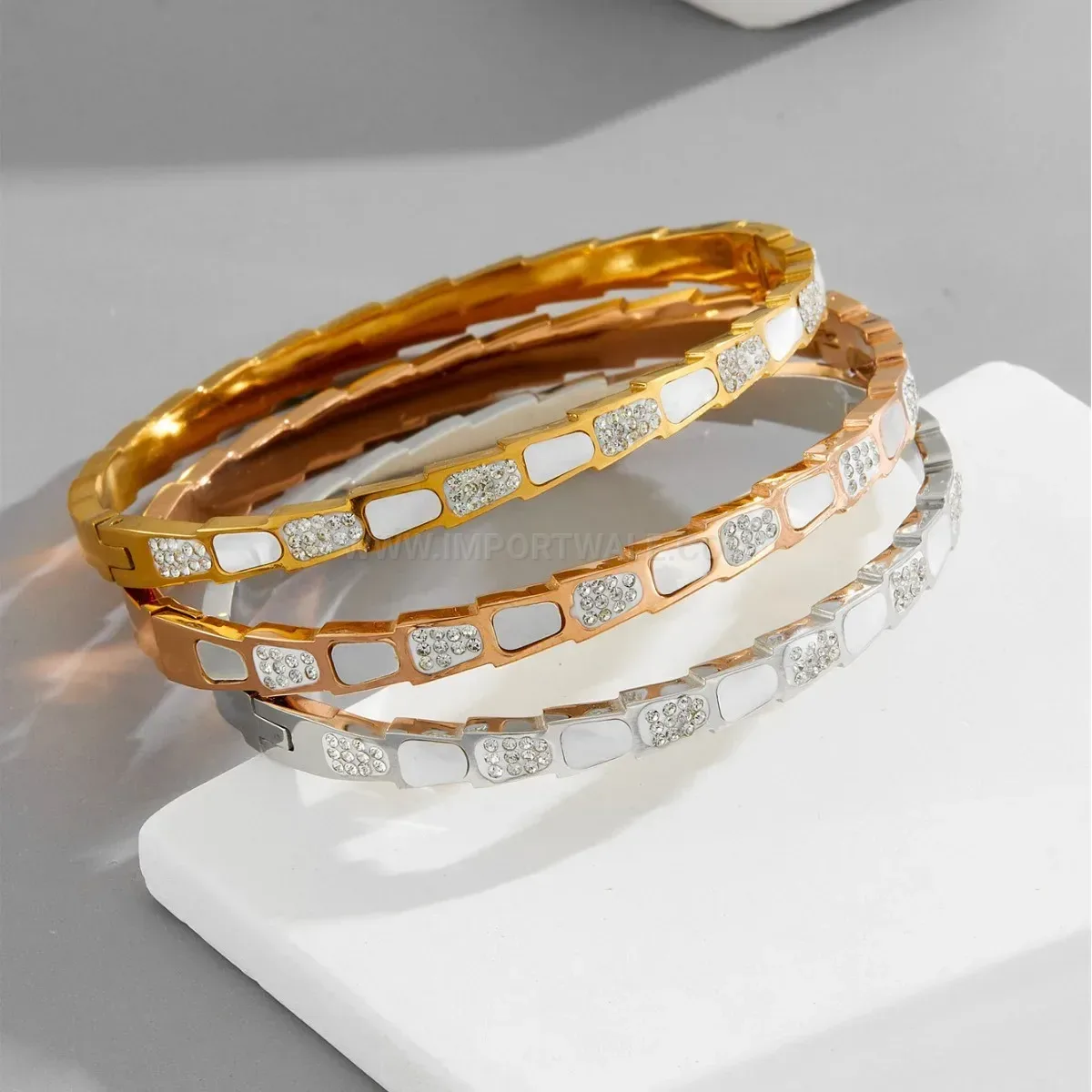 Premium Minimalist Titanium Steel Bamboo Joint Open Bangle Bracelet